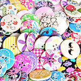 RayLineDo One Pack of 25pcs Designeddesigned Super Fantastic Round Shaped Painted 4 Hole Wooden