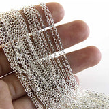 Wholesale 12 PCS Silver Plated Solid Brass Flat Cable Chains Bulk for Jewelry Making 18-30 inches