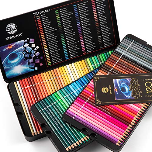 SJ STAR-JOY Gold Edition 120 Colored Pencils for Adult Coloring
