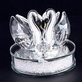 XIANGBAN Crystal Swan Statue Souvenir Collection Round Rhinestone Base Desktop Paperweight