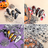 Halloween Nail Art Stickers Decals 3D Self-Adhesive Luminous Nail Decals for Halloween Nail Designs Nail Art Supplies 6Pcs Ghost Spider Web Witch Skull Pumpkin Glow in The Dark Nail Stickers for Kids