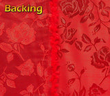 Satin Floral Jacquard Fabric 58" Wide Sold By The Yard (RED)