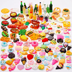 Zhanmai 150 Pieces Miniature Food Drinks Bottle Toys Assorted Pretend Foods Mini Food Dollhouse Accessories Mixed Resin Kitchen Food Toys for Adults Teenagers