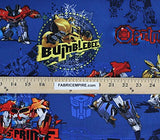 100% Cotton Fabric Quilt Prints Transformers Optimus Prime and Bumblebee Badge Toss Licensed Sold