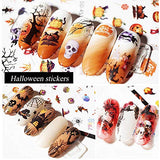 Halloween Nail Art Stickers Decals,10 Sheets 3D Self-Adhesive DIY Nail Sticker Witch Skull Witch Pumpkin Maple Leaf Cat Design Nail Art Design for Halloween Party Supply Acrylic Nail Art Supplies