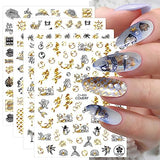 JMEOWIO 9 Sheets Beach Nail Art Stickers Decals Self-Adhesive Pegatinas Uñas Summer Tropical Ocean Shark Nail Supplies Nail Art Design Decoration Accessories