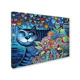 Indigo Cat by Oxana Ziaka, 18x24-Inch Canvas Wall Art