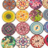 Mahaohao Mixed Random Flower Painting Round 2 Holes Decorative Wood Wooden Buttons for Sewing