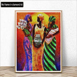 Kaliosy 5D Diamond Painting Sunset Three African Women by Number Kits Paint with Diamonds Art, DIY Crystal Craft Full Drill Cross Stitch Decoration 12X16inch (X24827)