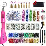 Hotfix Rhinestone Setter, Hotfix Applicator Tool Kit, Hot Fixed Wand Bedazzler Kit, 4080Pcs, AB Crystal, Clear, 14 Colors, 7 Tips, Manual, Tweezers, Jewel Picker, Stand, Brush,Trays,Zip Bag,4 Gem Size