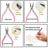 Jewelry Making Repair Kit with Jewelry Jump Rings Lobster Clasps 3 Pieces Jewelry Pliers Soft Tape Measure Brass Jump Ring Opener Jewelry Making Tools and Supplies for Necklace Jewelry Making