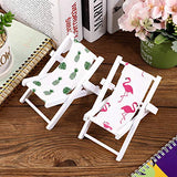 Jetec Mini Beach Wooden Chair Foldable House Model Toys Cell Phone Holder Longue Deck Chair Decoration for Dollhouse Mini Furniture Accessories Indoor Outdoor Flamingo Pineapple Palm Leaf Rudder