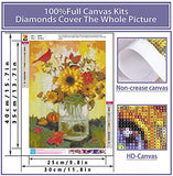 DIY Diamond Painting Kit for Adults, 5D Flower Full Drill Round Diamond Crystal Gem Art Painting Perfect for Home Wall Decor Gift, Children's Paint by Number Kits Sunflowers (Happy Fall 12x16inch)