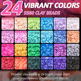 6100+ PCS Clay Beads Bracelet Making Kits, LauCentral 24 Colors 6mm Flat Round Polymer Heishi Beads Supplies for Jewelry Necklace Earrings DIY Arts Crafts Accessories Gifts Age 4 5 6 7 8 9 10 11 12
