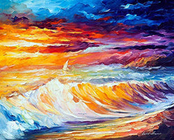 Gold Waves — PALETTE KNIFE Seascape Contemporary Wall Art Decor Oil Painting On Canvas By Leonid Afremov Studio - Size: 30" x 24" (75 cm x 60 cm)