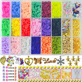 Unicorn Clay Beads for Bracelets Making,4939pcs Clay Flat Round Polymer Beads kit with Pendant,Jump Rings,Smiley, Full Letter Beads for Jewelry Necklace DIY Craft Gift for Girls--18 Colors Clay Bead