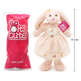 Oitscute Small Soft Stuffed Animal Bunny Rabbit Plush Toy for Baby Girls 15inch (Pink Rabbit Wearing Pink Vintage Dress)