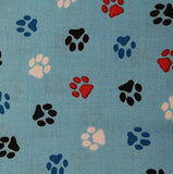 Cat or Dog Fabric - Pawprints - Red, White, & Blue - 100% Cotton - By The Yard