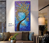 baccow -- 3D Blossom Trees Handmade Abstract Wall Art Landscape Oil Paintings Canvas with Frames for Bedroom Kitchen Living Room Office 24x48inc