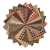 40 Rustic Christmas Charm Pack, 5 inch Precut Cotton Homespun Fabric Squares by JCS