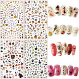 1500+ Patterns Halloween Nail Art Sticker Decals, Kalolary Self-Adhesive Nail Sticker Decals Nail Art Decorations for Halloween Pumpkin/Bat/Ghost/Witch/Joker/Skull/Spider/Devil/Vampires(12 Sheets)