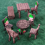 Fairy Garden Accessories, 15pcs Miniature Table and Chairs Set, Fairy Garden Furniture Miniature Ornaments Fairies Dollhouse Accessories Micro Landscape Decoration, Fairy Garden Supplies