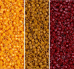 Miyuki Delica Seed Beads Bundle: Size 11/0,Opaque Pumpkin DB653, Opaque Squash DB651, Opaque