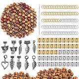 OPount 310 Pieces Dreadlocks Beads DIY Hair Braid Accessories with Natural Painted Wood Beads,