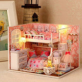 Dollhouse Miniature DIY Kit with Cover and LED Wood Toy Doll House Room Model Handcraft Birthday Gift Angel Dream