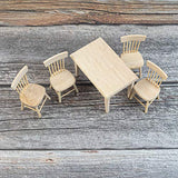 AUEAR, 5 Pack 1 12 Dollhouse Miniature Dining Table Chair Wooden Furniture Accessories Doll Furniture Set