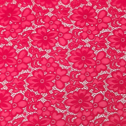 Stretch Lace Fabric Embroidered Poly Spandex French Floral Florence 58" Wide by the yard (Fuchsia)