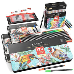 Arteza Markers, Water Brush Pens and Mixed Media Sketch Pad Bundle, Drawing Art Supplies for Artist, Hobby Painters & Beginners