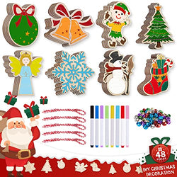 Christmas Wooden Ornaments Crafts Kits for Kids, Easy Unfinished Wood Arts and Crafts Bulk for Toddlers Children Ages 4-8 8-12 Make Your Own Class Classroom Preschool DIY Painting Paint Paintable