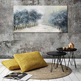 Winter Snow Landscape Wall Art Hand Painted Blue Tree Oil Painting Countryside Nature Artwork
