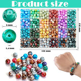 Glass Beads for Jewelry Making, 8mm Glass Crystal Pattern Beads 24 Colors Snowflake Marble Gemstone Beads Round Imitation Jade Craft Beads for DIY Earrings Necklace Bracelet (Snowflake Crystal Bead)