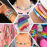 2400pcs Acrylic Pony Kandi Beads Kit, Hair Beads for Craft DIY Including 1200pcs 6x9mm Rainbow Large Hole Charm Pony Beads and Alphabet Letter Beads for Bracelets Jewelry Making Supplies
