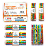 Assorted Colorful Pencils, Shuttle Art 180 Pack Kids Pencils Bulk with 12 Designs, 2 HB, Pre-sharpened Awards and Incentive Pencils for Kids School Home Party Christmas Halloween Valentines Day