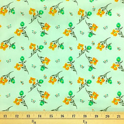 Freesia Green Print Fabric Cotton Polyester Broadcloth FWD