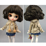 CUTICATE 1/6 BJD Smart Doll Clothes - Hoodie Tops Fashion Style, for MSD SD AS DZ DOD Dollfie, for Blythe Licca Azone Dress Up - Brown
