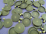 20 CleverDelights Round Pendant Trays - Antique Bronze Color - 25mm 1" Diameter - Pendant Blanks