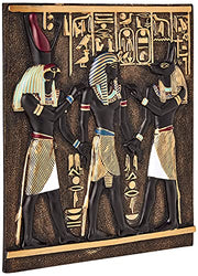 Design Toscano QL136311 Rameses I Between Horus and Anubis Wall Frieze in Faux Ebony and Gold,Full Color,11 Inch