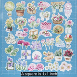 Watercolor Aesthetic Spring Flower Stickers Pack 66pcs 2.5 inches Waterproof Bloom Floral Plant Water Bottle Scrapbook Laptop Planner Arts Crafts DIY Vinyl Sticker Set for Girls Teens Women Gifts Decals