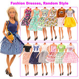 BAWRA 45 Pcs Doll Clothes and Accessories 1 Winter Coat 1 Sweater 1 Long Dress 6 Fashion Sequin Dresses 5 Tops 5 Pants Outfit 31 Pcs Shoes Hangers Handbags Cosmetic Accessories for 11.5 inch Dolls