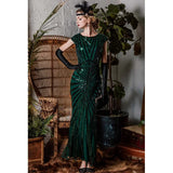 Women 1920s Gatsby Flapper Dresses Sequin Mermaid Formal Long Plus Size Evening Gown Dress… (Green, M)