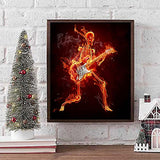 5D Diamond Painting Fire Skull Playing Guitar Full Drill by Number Kits, DIY Craft Paint with Diamonds Arts Embroidery Cross Stitch Decorations 12"X16"