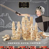 {150 Piece Set} Wooden Castle Building Blocks Set FAO SCHWARZ Toy Solid Pine Wood Block Playset Kit