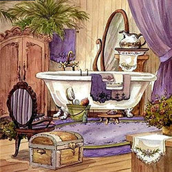 Zimal 5D DIY Diamond Painting Full Round Drill"Bathroom View" Embroidery Cross Stitch Gift Home Decor Gift 11.8 X 11.8 Inch
