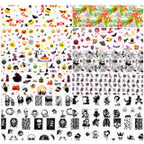 30 Rolls Halloween Nail Foil Transfer Stickers 30 Colors Pumpkin Spider Skull Witch Patterns Nail Decals Adhesive Glitters Nail Design Stickers for Halloween DIY Nail Decoration