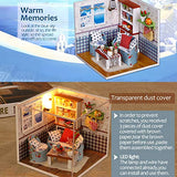 CONTINUELOVE DIY Miniature Doll House Kit - Wooden Miniature Dollhouse Model Kit - with Furniture,Voice-Activated Lights and Dust Cover - The Best Toy Gift for Boys and Girls(Warm Memories)