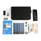 WONYERED Sketch Drawing Pencil Set Graphite Charcoal Pencils Erasers Craft Knife Sketch Book Zippered Professional Carry Bag Art Kit for Artist Beginner Student Kids & Adults（48PCS）